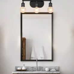 Modern Black Vanity Lighting Set 3-Light Bathroom Wall Sconces for Mirror Kitchen Bedroom & Living Room Wall Light Fixture