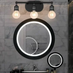 Modern Black Vanity Lighting Set 3-Light Bathroom Wall Sconces for Mirror Kitchen Bedroom & Living Room Wall Light Fixture