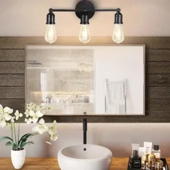 Modern Black Vanity Lighting Set 3-Light Bathroom Wall Sconces for Mirror Kitchen Bedroom & Living Room Wall Light Fixture