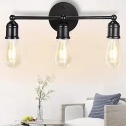 Modern Black Vanity Lighting Set 3-Light Bathroom Wall Sconces for Mirror Kitchen Bedroom & Living Room Wall Light Fixture