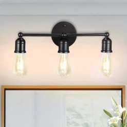 Modern Black Vanity Lighting Set 3-Light Bathroom Wall Sconces for Mirror Kitchen Bedroom & Living Room Wall Light Fixture