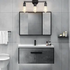Modern Black Vanity Lighting Set 3-Light Bathroom Wall Sconces for Mirror Kitchen Bedroom & Living Room Wall Light Fixture