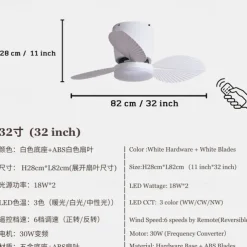 Modern 3-blade LED ceiling fan light ABS bladeless DC motor frequency conversion iron remote control 110V-220V