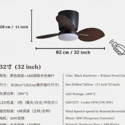 Modern 3-blade LED ceiling fan light ABS bladeless DC motor frequency conversion iron remote control 110V-220V
