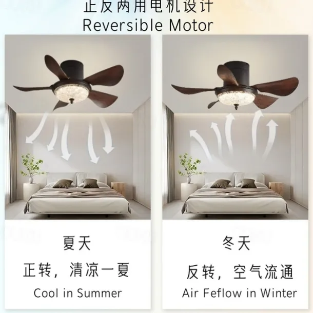 Modern 3-blade LED ceiling fan light Wooden ABS bladeless DC motor frequency conversion iron remote control 110V-220V