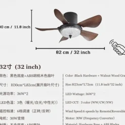 Modern 3-blade LED ceiling fan light Wooden ABS bladeless DC motor frequency conversion iron remote control 110V-220V