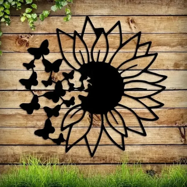 Modern Butterfly Sunflower Metal Wall Decor Tree of Life Metal Wall Art Bird Ornament Home Bedroom Living Room Window Decoration