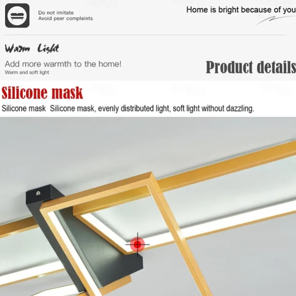 Modern Ceiling Light LED Dimmable Stereo 2 Head 4 Head Square Ceiling Light with Remote Contr Living Rooms Dining Rooms AC110V AC220V