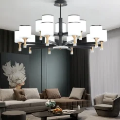 Modern Chandelier Ceiling Light LED Pendant Lights Modern Flush Mount Ceiling Lamp for Dining Room Living Room Black Golden 6/8/10/15-Lights 110-240V