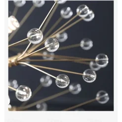 Modern Gold Crystal Chandeliers, 18/24-Light 60/77cm Dandelion Firework Pendant Lighting, Ball Hanging Chandelier Light Fixtures for Dining Room Bedroom Living Room Kitchen Island 110-240V