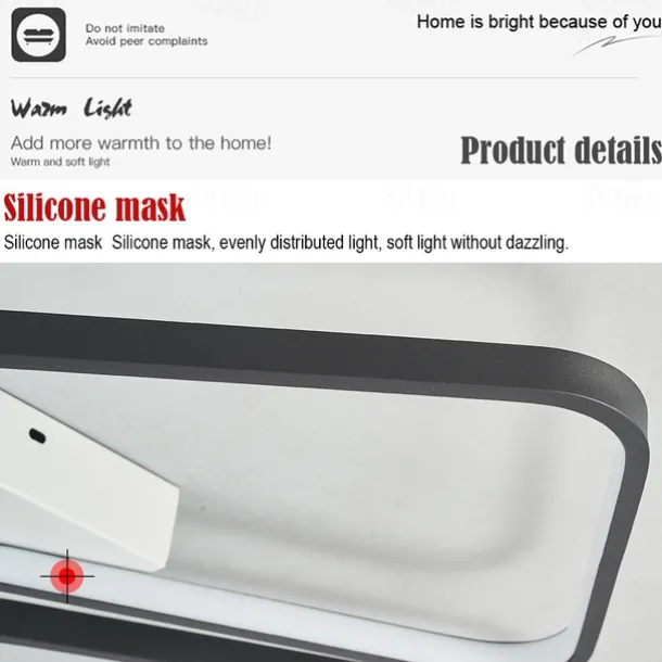 Modern LED Ceiling Light Living Room 4 Heads 52W 64W Square Modern Simple Remote ControlAPP Personalized Creative room Light Infinite Dimming Master Bedroom Light