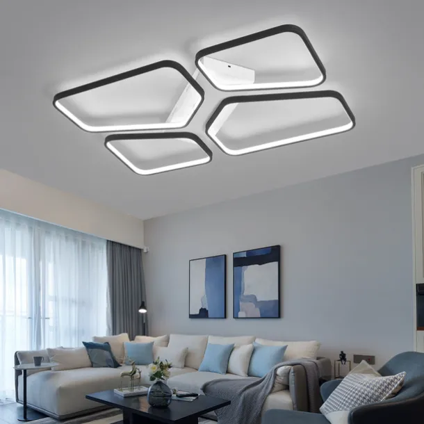 Modern LED Ceiling Light Living Room 4 Heads 52W 64W Square Modern Simple Remote ControlAPP Personalized Creative room Light Infinite Dimming Master Bedroom Light
