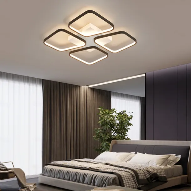 Modern LED Ceiling Light Living Room 4 Heads 52W 64W Square Modern Simple Remote ControlAPP Personalized Creative room Light Infinite Dimming Master Bedroom Light