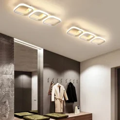 Modern LED Ceiling Light 3-Head Square Circular Embedded Ceiling Light 30W Three Color Ceiling Light Corridor Light Fixture Suitable for Bedroom Living Room Kitchen Office Lighting