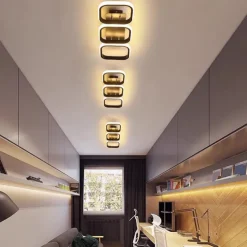 Modern LED Ceiling Light 3-Head Square Circular Embedded Ceiling Light 30W Three Color Ceiling Light Corridor Light Fixture Suitable for Bedroom Living Room Kitchen Office Lighting