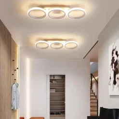 Modern LED Ceiling Light 3-Head Square Circular Embedded Ceiling Light 30W Three Color Ceiling Light Corridor Light Fixture Suitable for Bedroom Living Room Kitchen Office Lighting