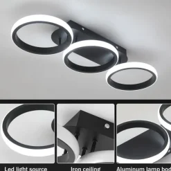 Modern LED Ceiling Light 3-Head Square Circular Embedded Ceiling Light 30W Three Color Ceiling Light Corridor Light Fixture Suitable for Bedroom Living Room Kitchen Office Lighting