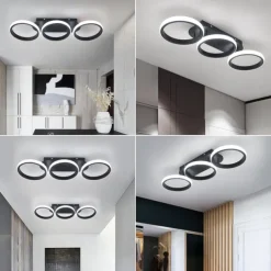 Modern LED Ceiling Light 3-Head Square Circular Embedded Ceiling Light 30W Three Color Ceiling Light Corridor Light Fixture Suitable for Bedroom Living Room Kitchen Office Lighting