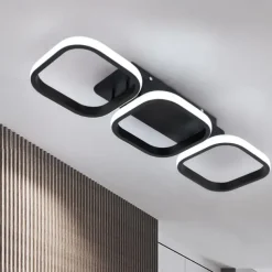 Modern LED Ceiling Light 3-Head Square Circular Embedded Ceiling Light 30W Three Color Ceiling Light Corridor Light Fixture Suitable for Bedroom Living Room Kitchen Office Lighting