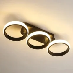 Modern LED Ceiling Light 3-Head Square Circular Embedded Ceiling Light 30W Three Color Ceiling Light Corridor Light Fixture Suitable for Bedroom Living Room Kitchen Office Lighting