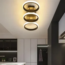 Modern LED Ceiling Light 3-Head Square Circular Embedded Ceiling Light 30W Three Color Ceiling Light Corridor Light Fixture Suitable for Bedroom Living Room Kitchen Office Lighting