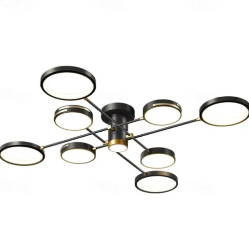 Modern LED Chandelier Lighting Lamp 8 Head 115cm Dimmable Black Frame Aluminum Indoor Fixture Light for Living Room Bedroom 110-240V