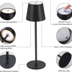 Modern LED Cordless Table Lamp Retro Cafe Atmosphere Lamp Table Lamp Touch Dimming USB Charging Bar Table Lamp