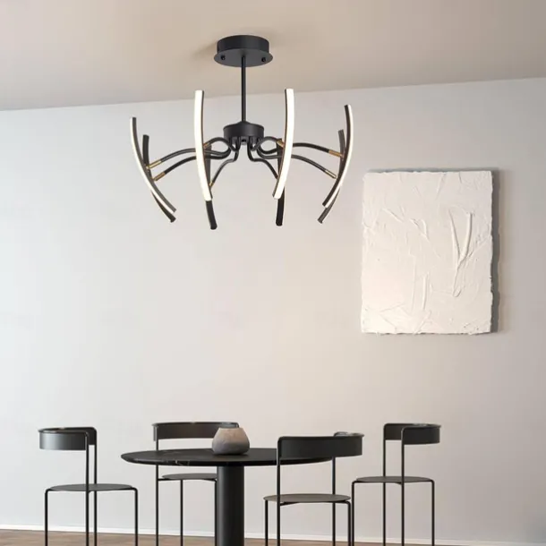 Modern LED Pendant Light DIY Design Adjustable Light 3000k-6500k with Retome Cotrol Black Suspension Adjustable Pendant Light Suitable for Dining Rooms Living Rooms Bedrooms Kitchens Study Rooms