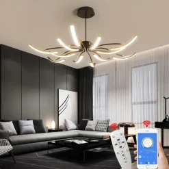 Modern LED Pendant Light DIY Design Adjustable Light 3000k-6500k with Retome Cotrol Black Suspension Adjustable Pendant Light Suitable for Dining Rooms Living Rooms Bedrooms Kitchens Study Rooms