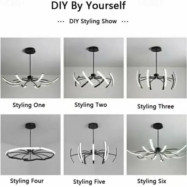 Modern LED Pendant Light DIY Design Adjustable Light 3000k-6500k with Retome Cotrol Black Suspension Adjustable Pendant Light Suitable for Dining Rooms Living Rooms Bedrooms Kitchens Study Rooms