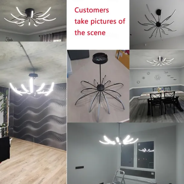 Modern LED Pendant Light DIY Design Adjustable Light 3000k-6500k with Retome Cotrol Black Suspension Adjustable Pendant Light Suitable for Dining Rooms Living Rooms Bedrooms Kitchens Study Rooms