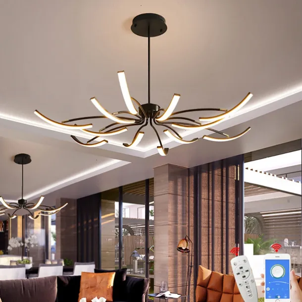 Modern LED Pendant Light DIY Design Adjustable Light 3000k-6500k with Retome Cotrol Black Suspension Adjustable Pendant Light Suitable for Dining Rooms Living Rooms Bedrooms Kitchens Study Rooms