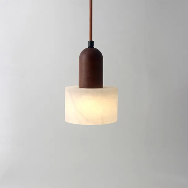 Modern Marble Stone Pendant Light Wood and Alabaster Farmhouse Mid-Century Pendant Light 85-265V 17cm