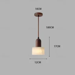 Modern Marble Stone Pendant Light Wood and Alabaster Farmhouse Mid-Century Pendant Light 85-265V 17cm