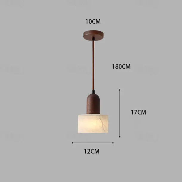 Modern Marble Stone Pendant Light Wood and Alabaster Farmhouse Mid-Century Pendant Light 85-265V 17cm