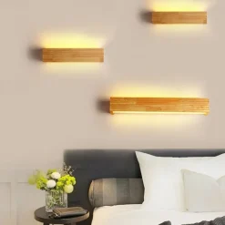 Modern Nordic Style Indoor Wall Light LED Wood Fixture for Living Room Bedroom Bathroom Wall Sconce 220-240V 8W