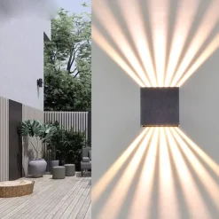 Modern Outdoor Wall Sconce Up and Down Light Warm White Waterproof Wall Fixture Lighting Aluminum LED Exterior Sconce for Indoor Outdoor Patio Porch 110-240V