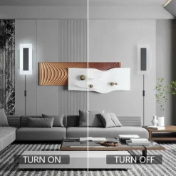 Modern Plug Wall Lamp 11.8-47in Frosted Black LED Acrylic Outdoor Wall Lamp 59 Inch Plug Cable with Opening Acrylic Indoor Wall Lamp Suitable for Bedroom Living Room Bathroom Makeup Corridor