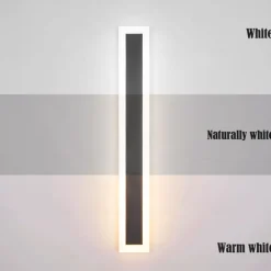Modern Plug Wall Lamp 11.8-47in Frosted Black LED Acrylic Outdoor Wall Lamp 59 Inch Plug Cable with Opening Acrylic Indoor Wall Lamp Suitable for Bedroom Living Room Bathroom Makeup Corridor