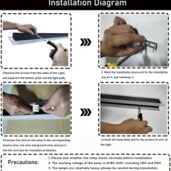 Modern Plug Wall Lamp 11.8-47in Frosted Black LED Acrylic Outdoor Wall Lamp 59 Inch Plug Cable with Opening Acrylic Indoor Wall Lamp Suitable for Bedroom Living Room Bathroom Makeup Corridor