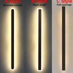 Modern Plug Wall Lamp 11.8-47in Frosted Black LED Acrylic Outdoor Wall Lamp 59 Inch Plug Cable with Opening Acrylic Indoor Wall Lamp Suitable for Bedroom Living Room Bathroom Makeup Corridor