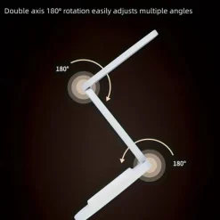 Modern Style LED Table Lamp, Foldable Reading Light with Touch Control, USB Desk Lamp with 3-Level Dimmable Brightness, Rechargeable Lithium Battery, Polished Plastic Finish - Portable Wireless