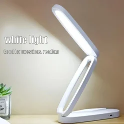 Modern Style LED Table Lamp, Foldable Reading Light with Touch Control, USB Desk Lamp with 3-Level Dimmable Brightness, Rechargeable Lithium Battery, Polished Plastic Finish - Portable Wireless