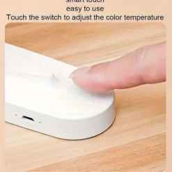 Modern Style LED Table Lamp, Foldable Reading Light with Touch Control, USB Desk Lamp with 3-Level Dimmable Brightness, Rechargeable Lithium Battery, Polished Plastic Finish - Portable Wireless