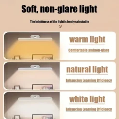 Modern Style LED Table Lamp, Foldable Reading Light with Touch Control, USB Desk Lamp with 3-Level Dimmable Brightness, Rechargeable Lithium Battery, Polished Plastic Finish - Portable Wireless