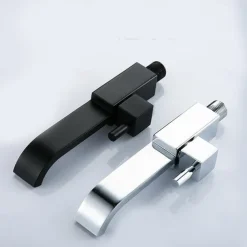 Modern Utility Sink Laundry Chrome Black Faucet, Wall Mount Long Spout One Handle One Hole Wash Basin Tap with Hot and Cold Water Hoses, Laundry Tub Pot Filler Commercial Faucet with Ceramic Valve