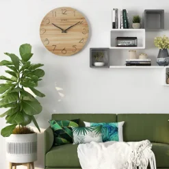 Modern Wall Clock,Creative Decorative Nordic Log Style Wall Clock Arabic Numerals Wall Clock Modern White Wood Simple Round Wall Clock 30cm