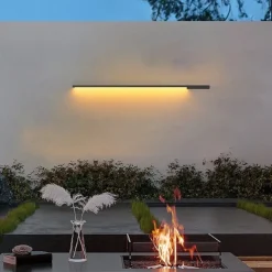 Modern Waterproof Outdoor Wall Light Villa Garden Balcony LED Strip Lamp 1-Light Courtyard Fixture 110-240V 20W Sconce Lighting