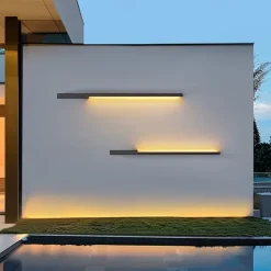 Modern Waterproof Outdoor Wall Light Villa Garden Balcony LED Strip Lamp 1-Light Courtyard Fixture 110-240V 20W Sconce Lighting