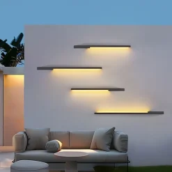 Modern Waterproof Outdoor Wall Light Villa Garden Balcony LED Strip Lamp 1-Light Courtyard Fixture 110-240V 20W Sconce Lighting